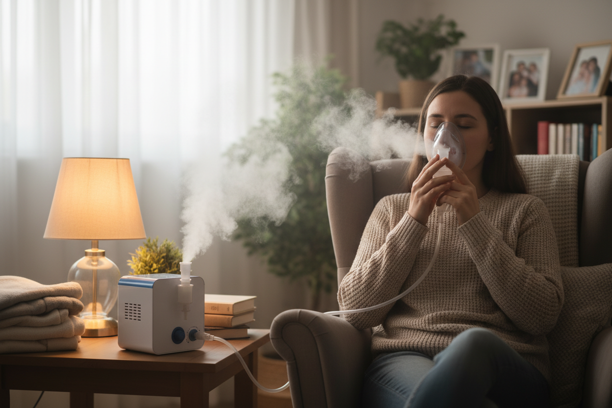 necesito una imagen de un paciente que se encuentre en su domicilio y que este nebulizando 